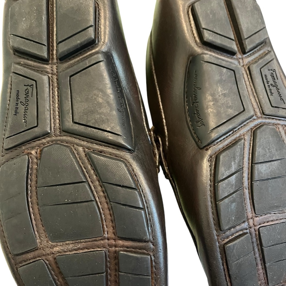 SALVATORE FERRAGAMO Plum Leather Driving Shoes Sz 8.5 EE, RETAIL $560 - Picture 14 of 14